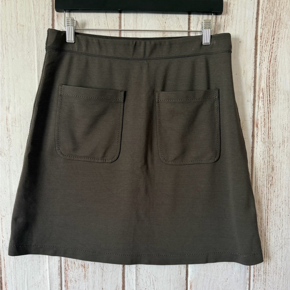 Max Studio Olive Brown Knit Mini Skirt with Front Patch Pockets Size M